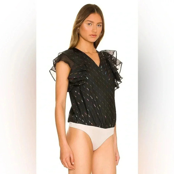 Amanda Uprichard SYCAMORE BODYSUIT in prism rainbow metallic Large - Picture 4 of 9